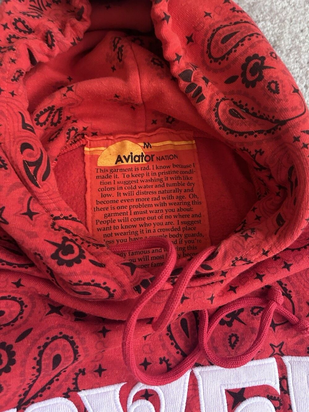 Aviator Nation Red Paisley Bandana LOVER Hoodie & Jogger Pants Sweatsuit Set M/L - Picture 5 of 9